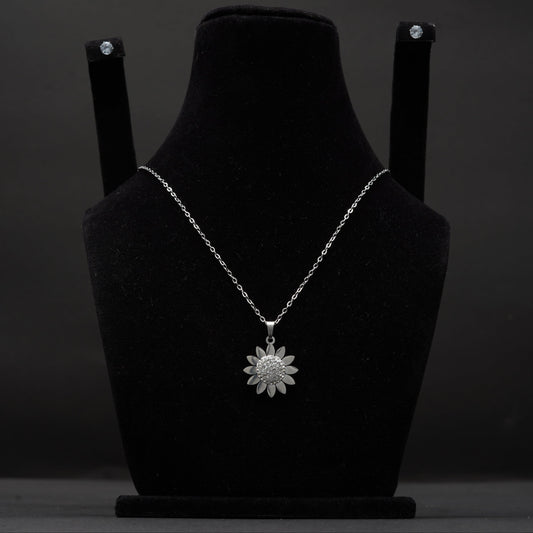 Daily Wear Silver Flower Locket Set