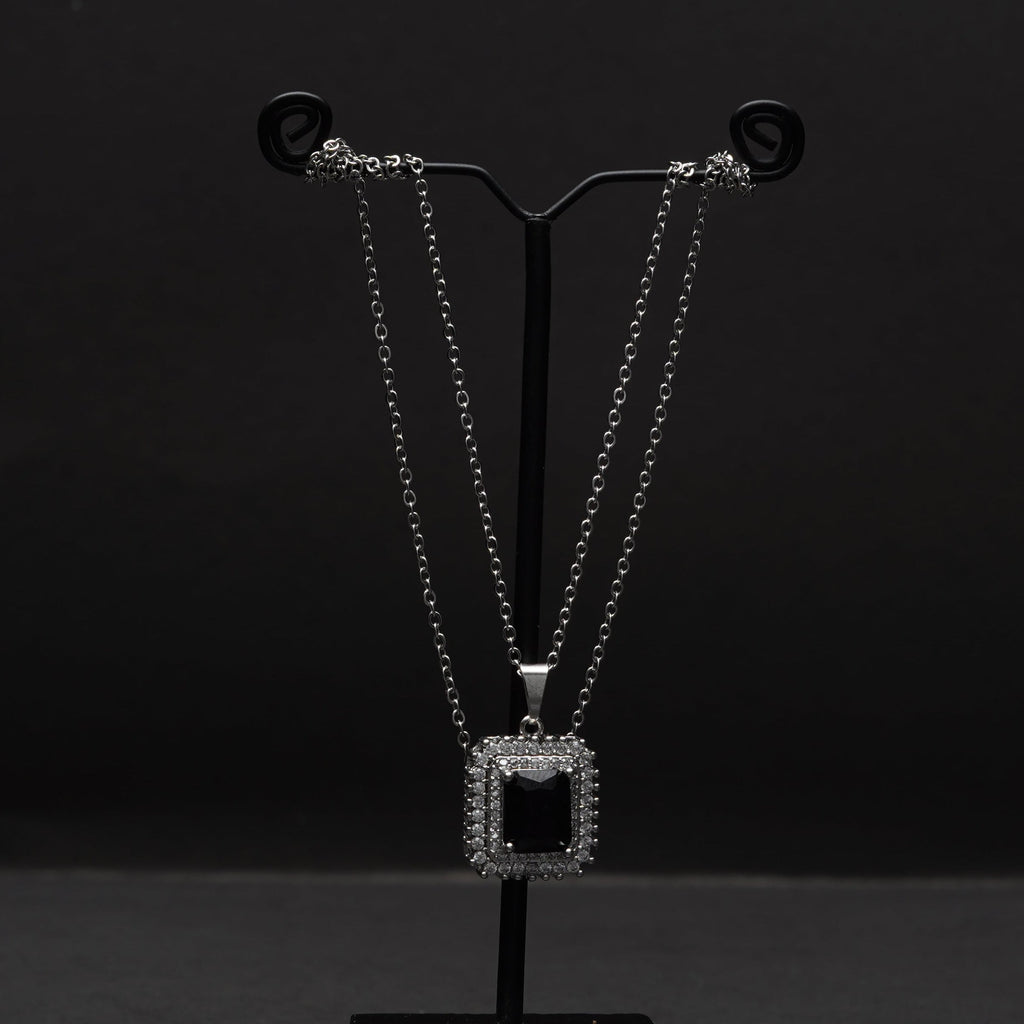 Silver Black Stone Locket