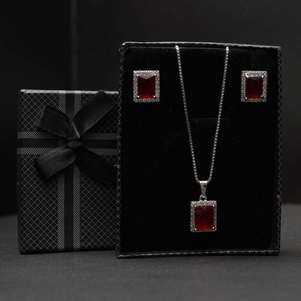 Red Stone Locket Set