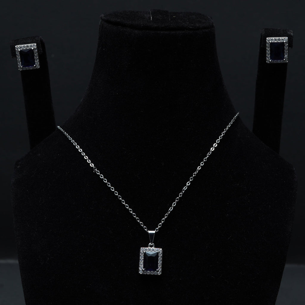Navy Blue-Stone Locket Set