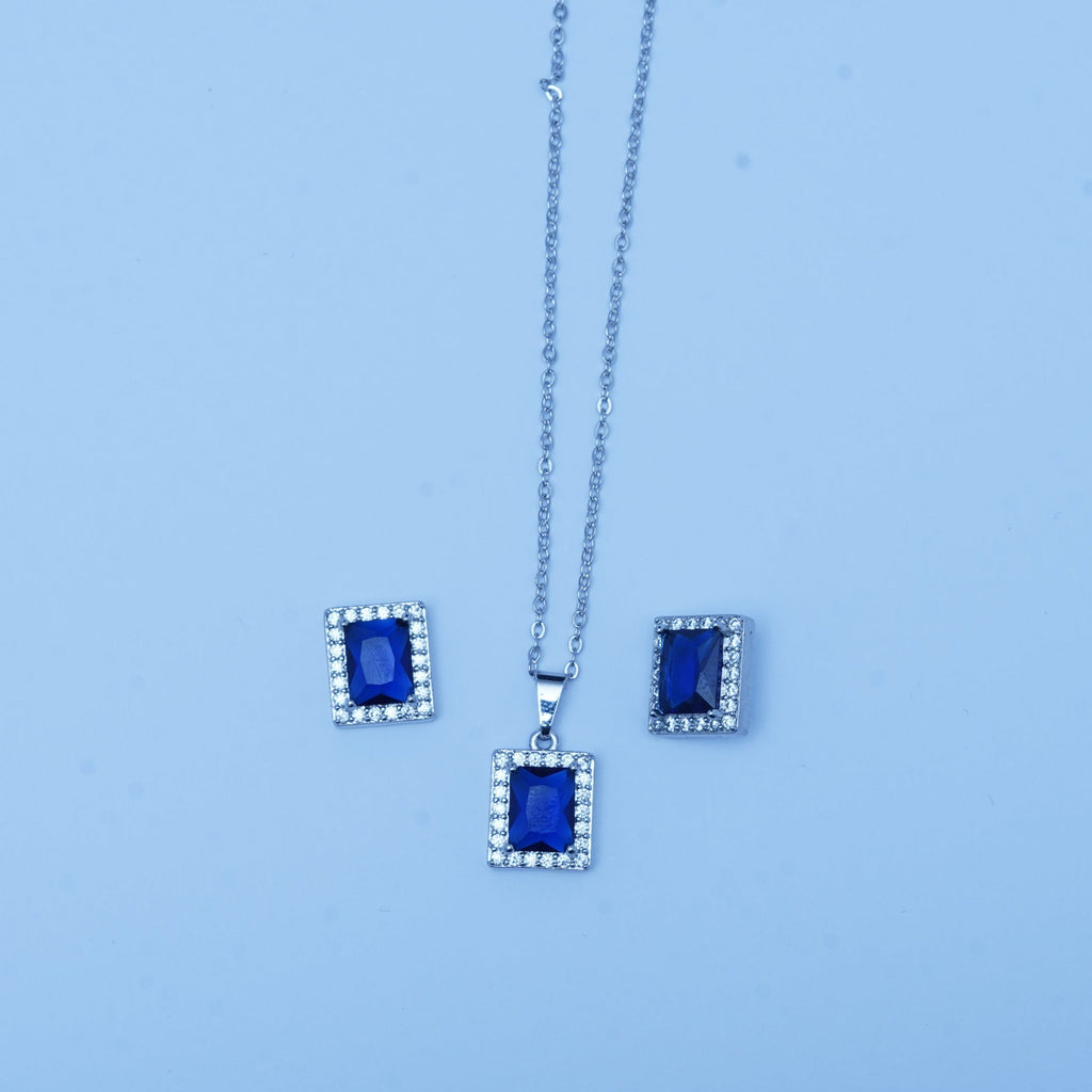 Navy Blue-Stone Locket Set