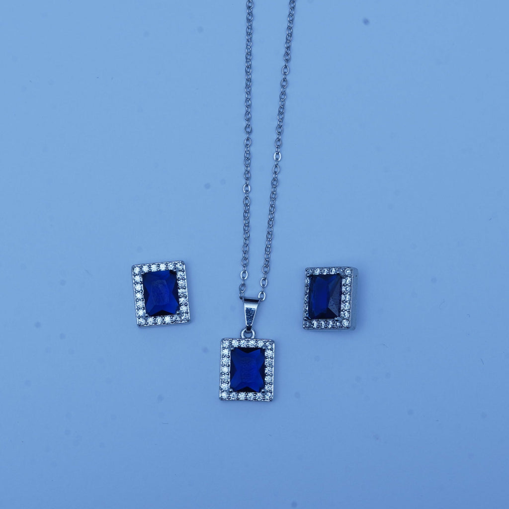 Navy Blue-Stone Locket Set