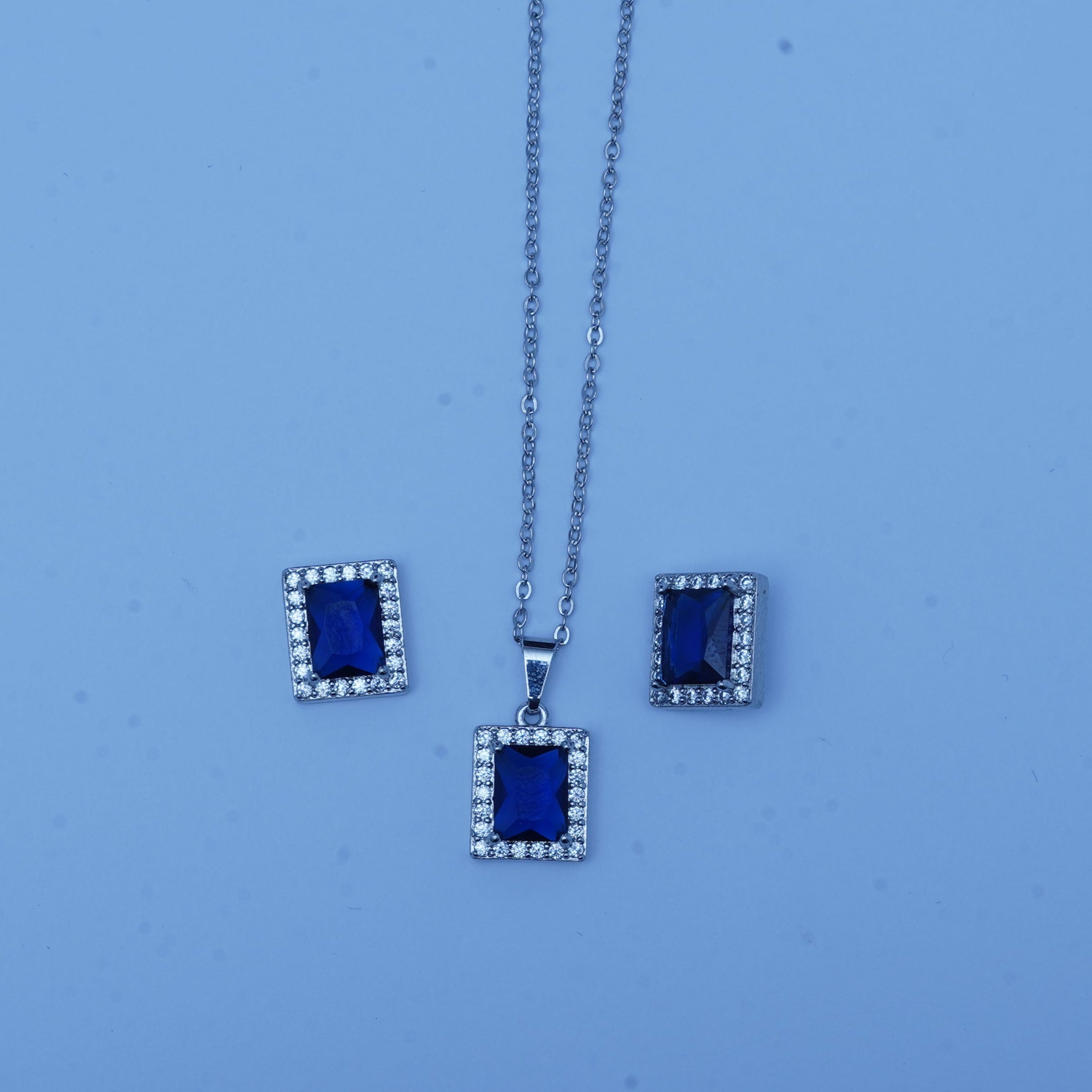 Navy Blue-Stone Locket Set