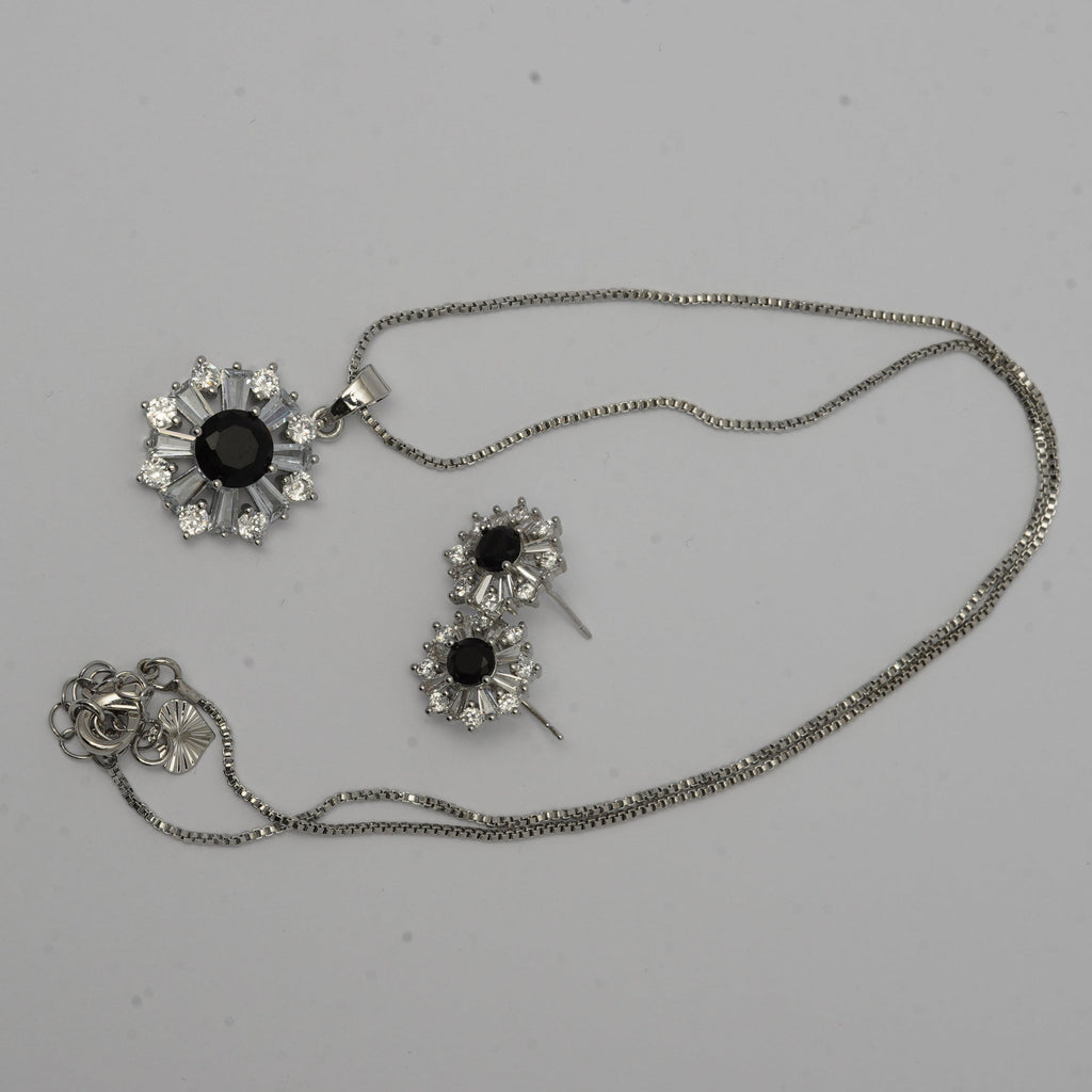 Daily Wear Black Stone Locket and Earrings Set