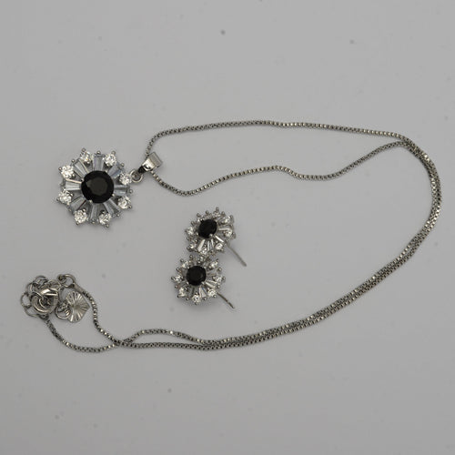 Daily Wear Black Stone Locket and Earrings Set