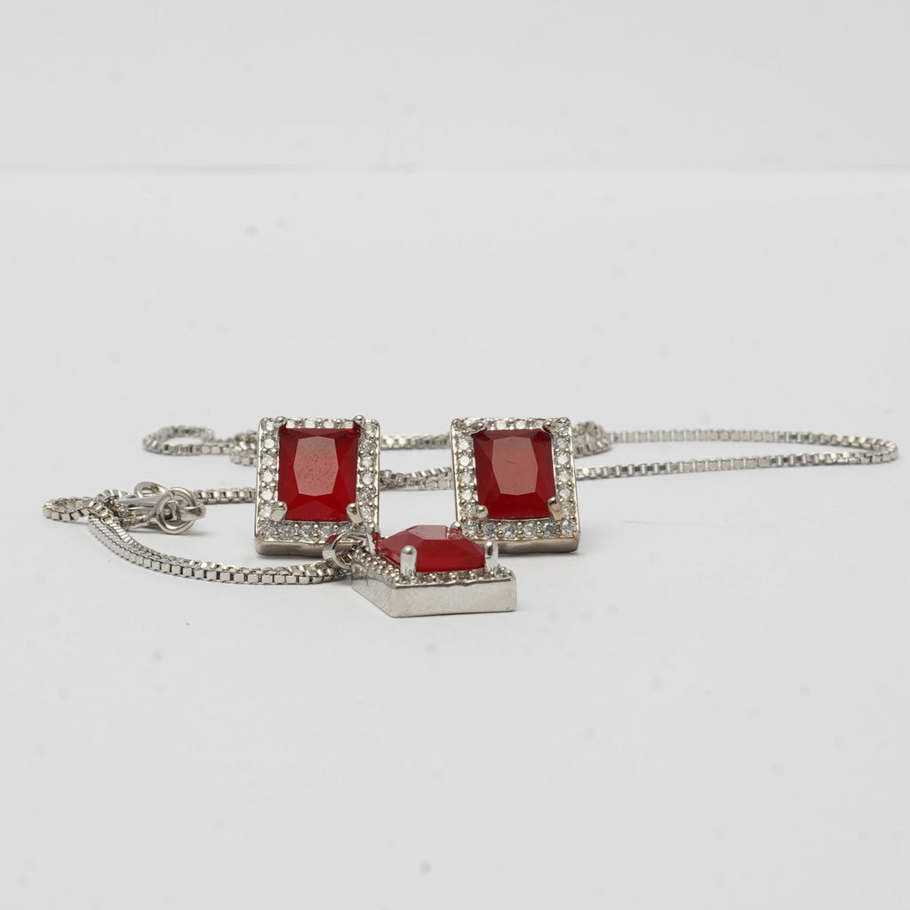 Red Stone Locket Set