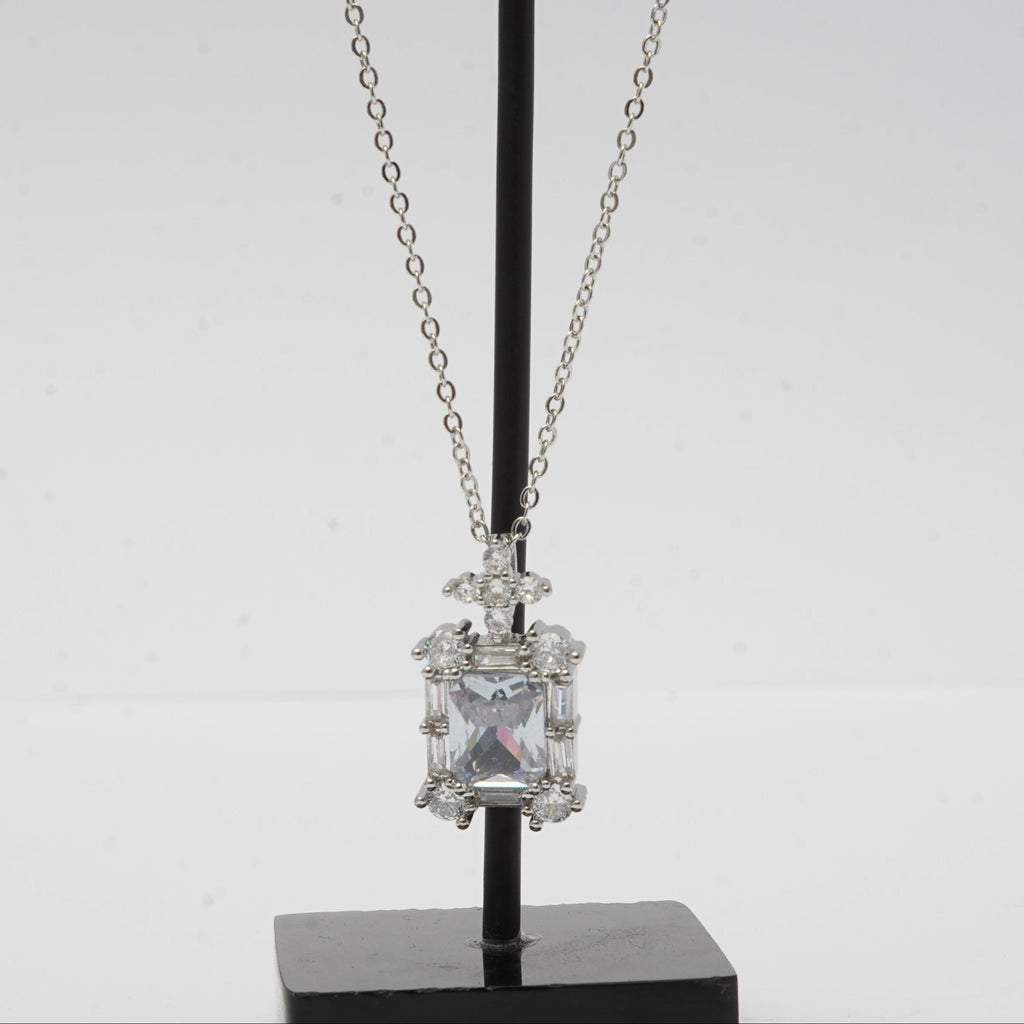 Silver White Stone Locket
