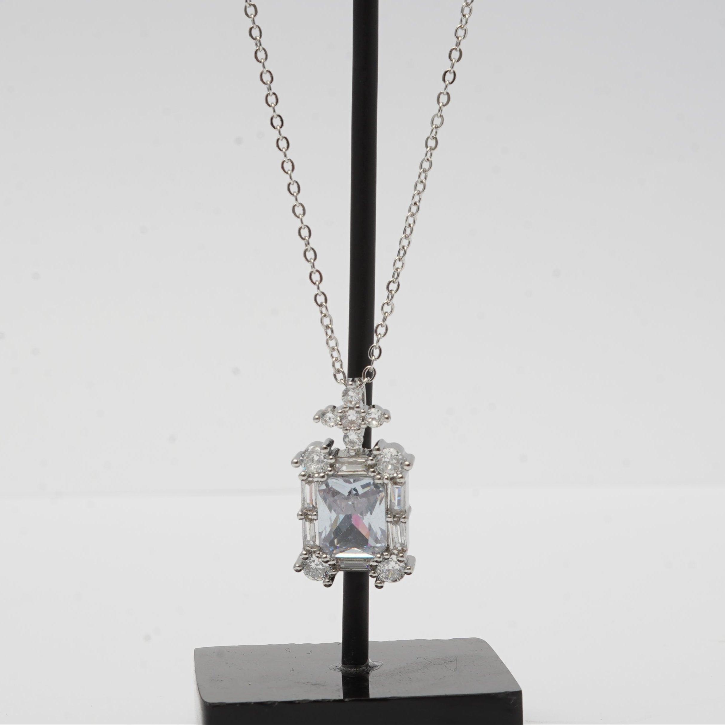 Silver White Stone Locket