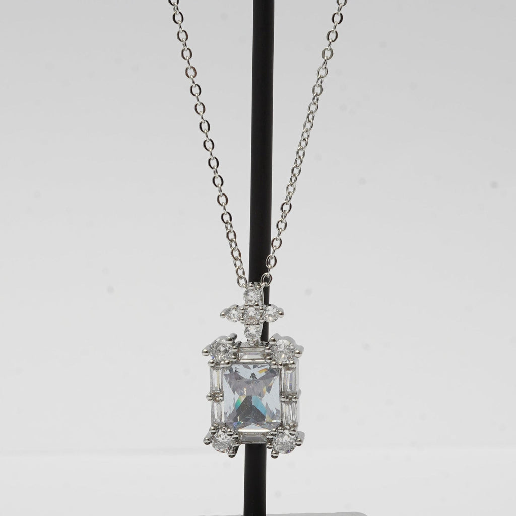 Silver White Stone Locket