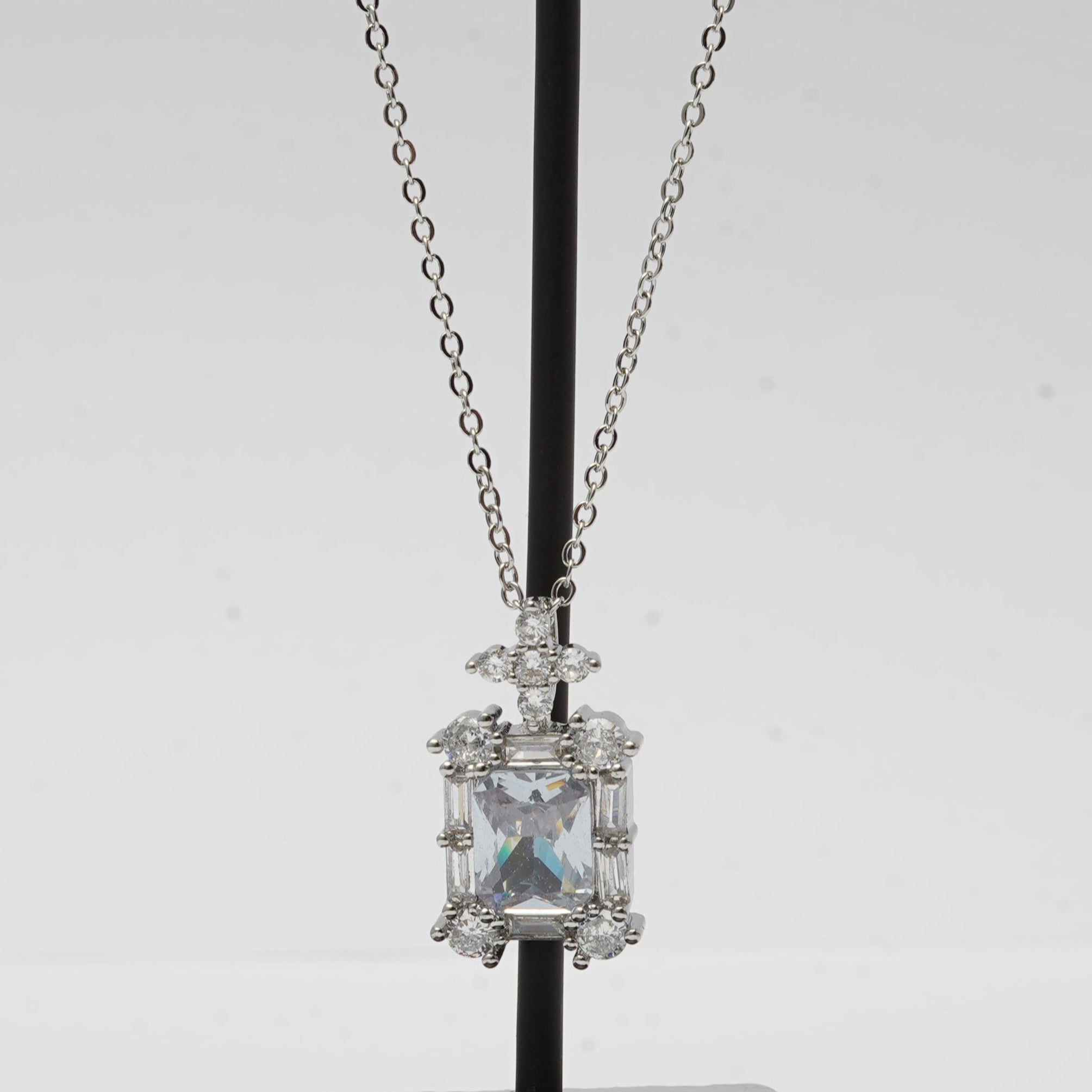 Silver White Stone Locket