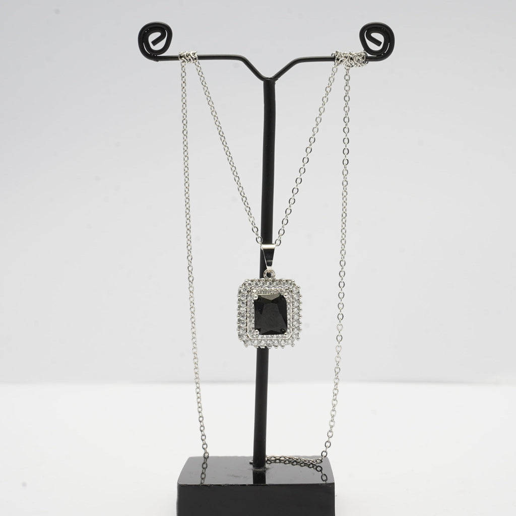 Silver Black Stone Locket