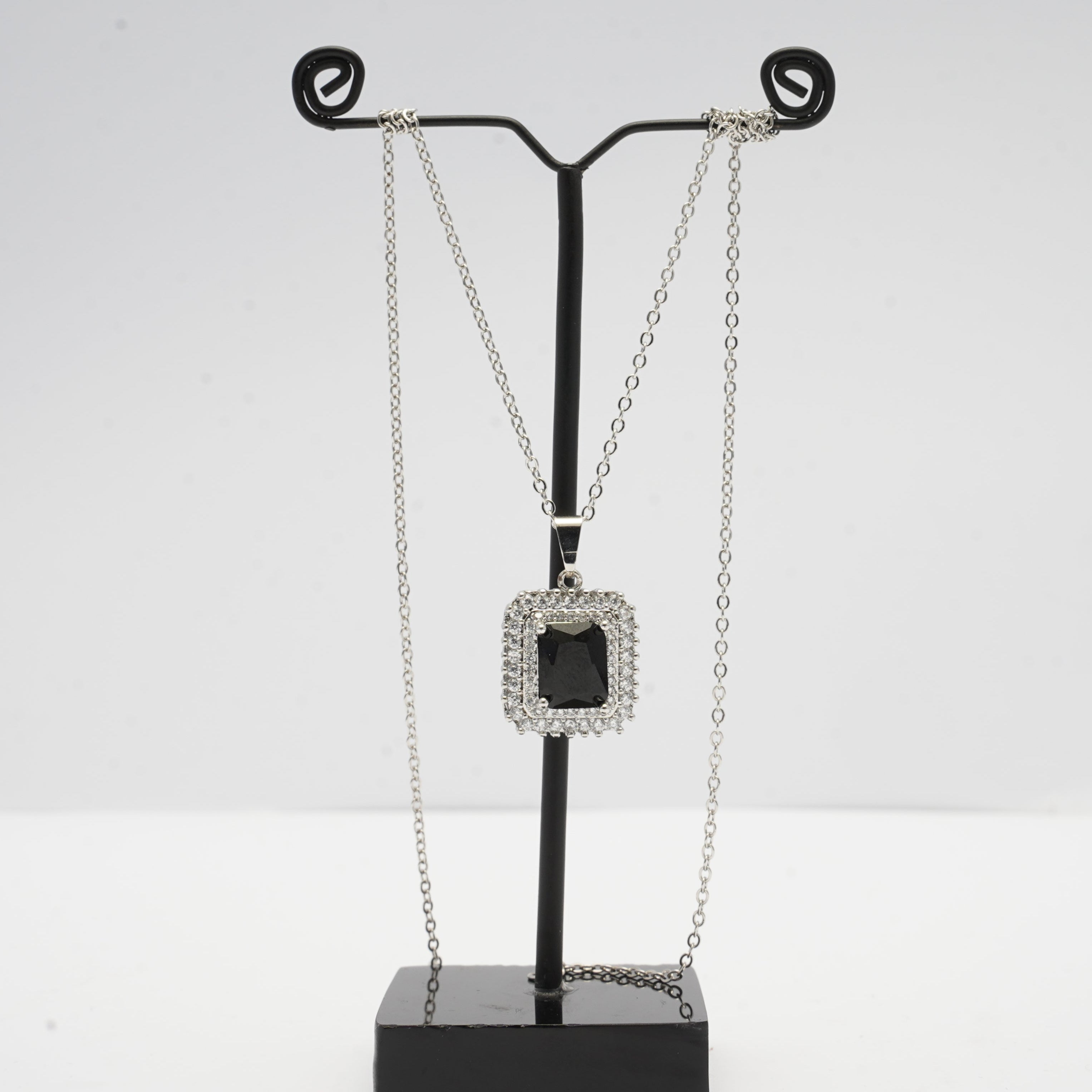 Silver Black Stone Locket