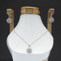 Silver-White Stone Locket and Earring Set