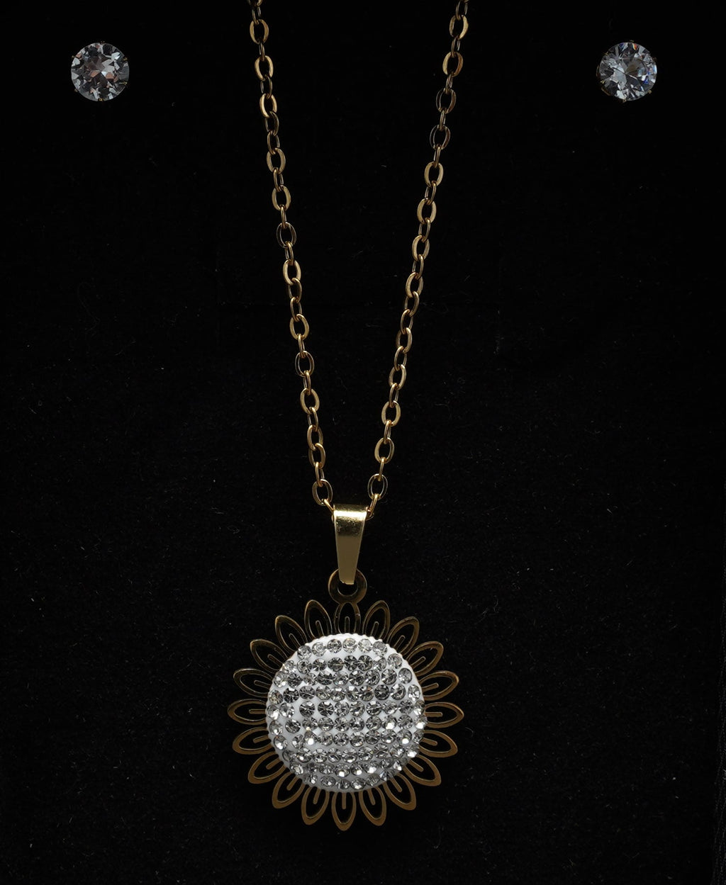 Golden Sunflower Locket and Earring Set