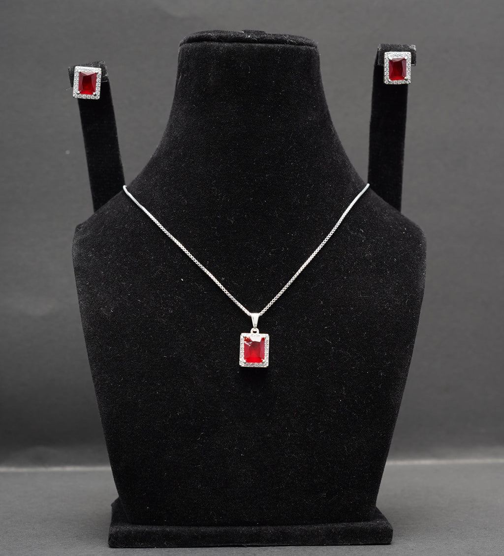 Red Stone Locket Set