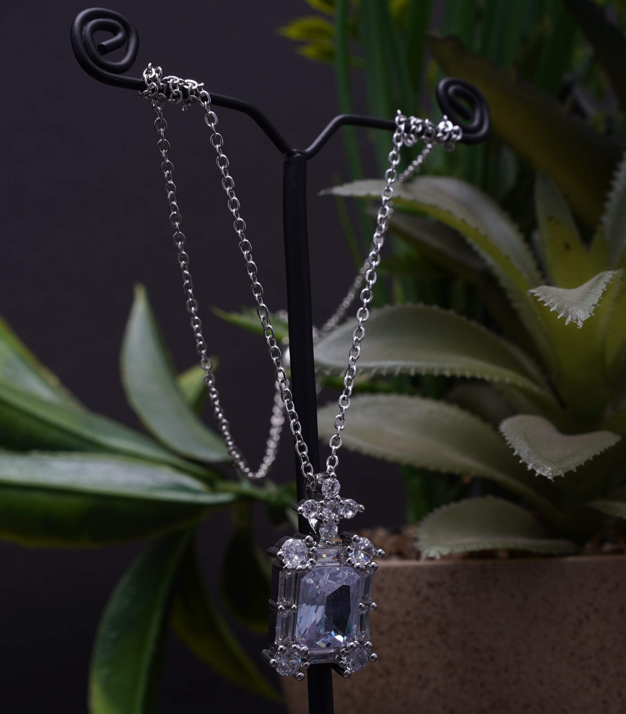 Silver White Stone Locket