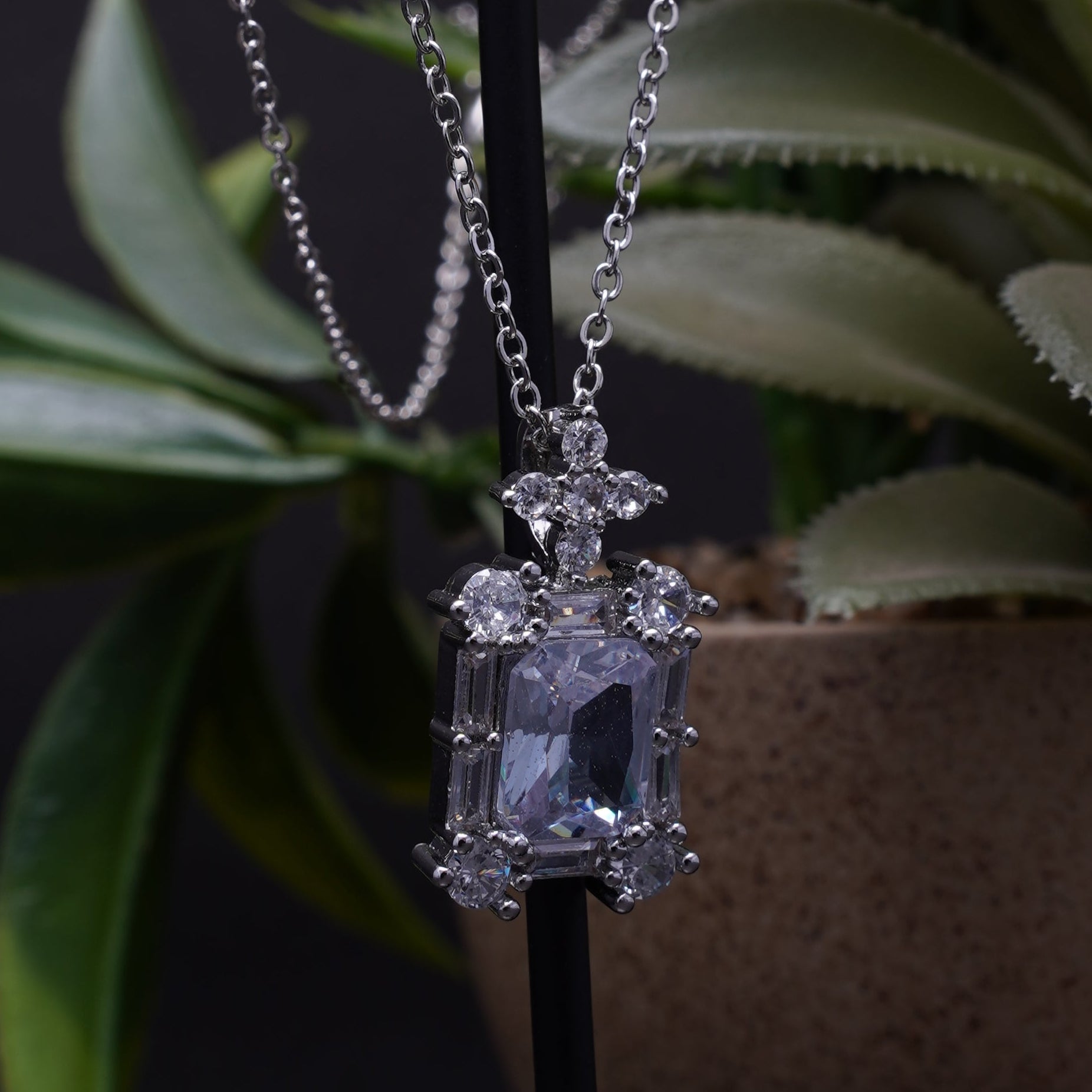 Silver White Stone Locket