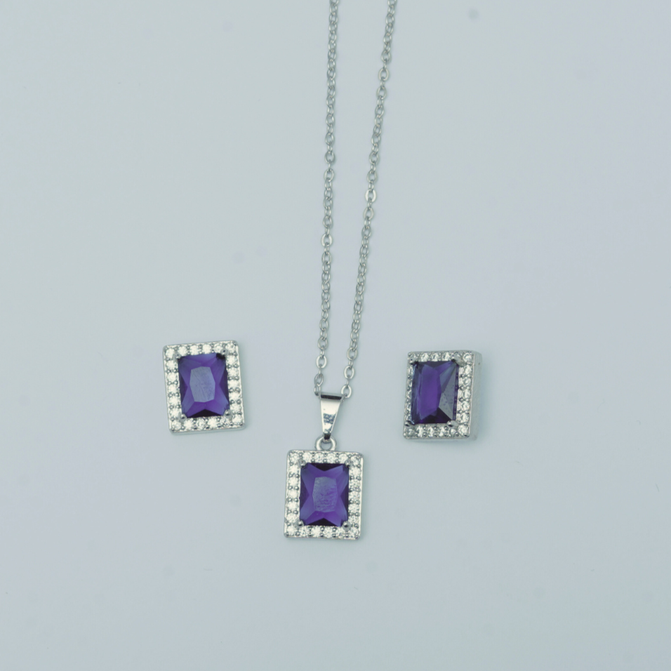 Navy Blue-Stone Locket Set